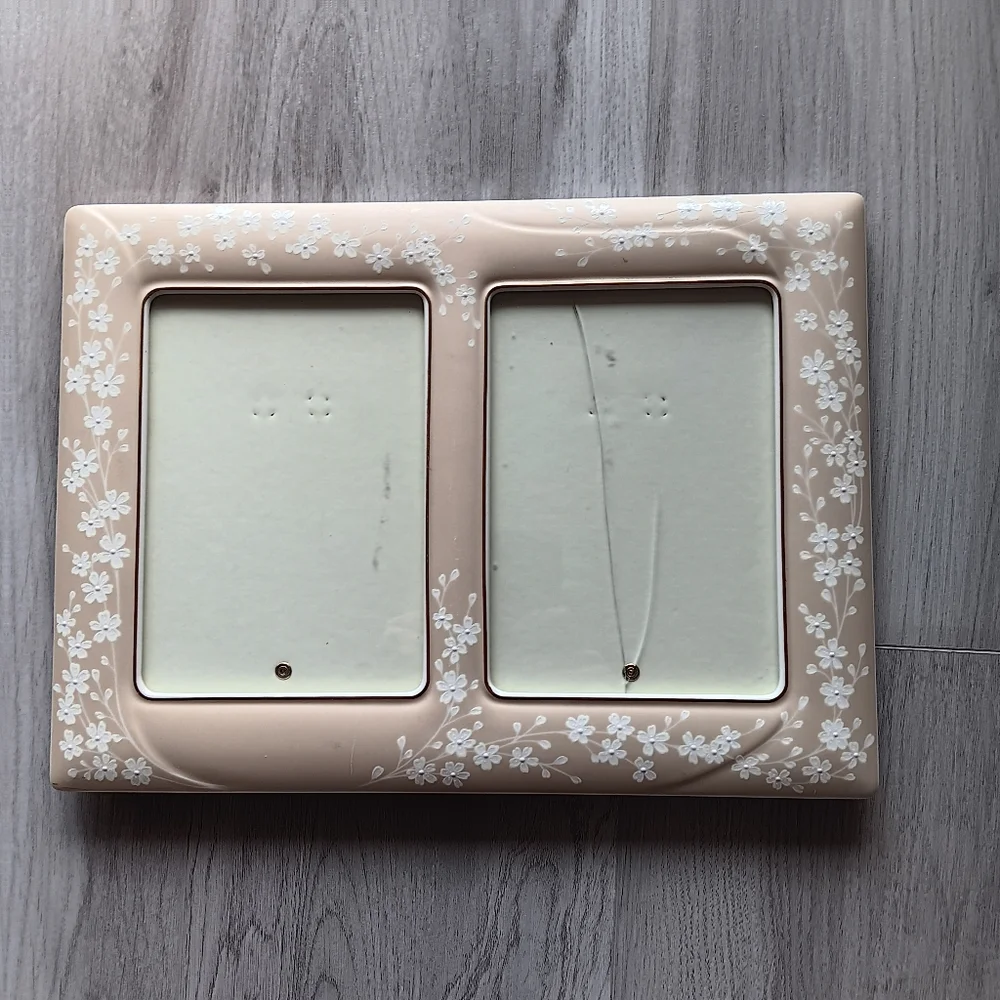 Lenox Bellina Gold Wedding Invitation Frame Beige White Dual Photo Sections